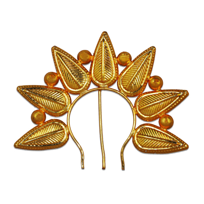 Hair Arch - 3.5 x 4.75 Inches | Leaf Design Hair Accessory/ Artificial Jewellery/ Gold Polish Jewellery for Deity