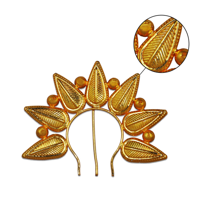 Hair Arch - 3.5 x 4.75 Inches | Leaf Design Hair Accessory/ Artificial Jewellery/ Gold Polish Jewellery for Deity