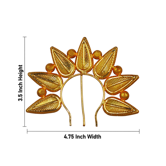 Hair Arch - 3.5 x 4.75 Inches | Leaf Design Hair Accessory/ Artificial Jewellery/ Gold Polish Jewellery for Deity