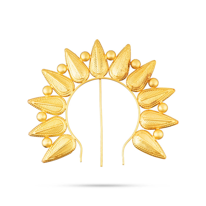 Hair Arch - 5 x 5.75 Inches | Leaf Design Varalakshmi decor/ Gold Polish Jewellery for Deity