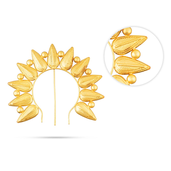 Hair Arch - 5 x 5.75 Inches | Leaf Design Varalakshmi decor/ Gold Polish Jewellery for Deity