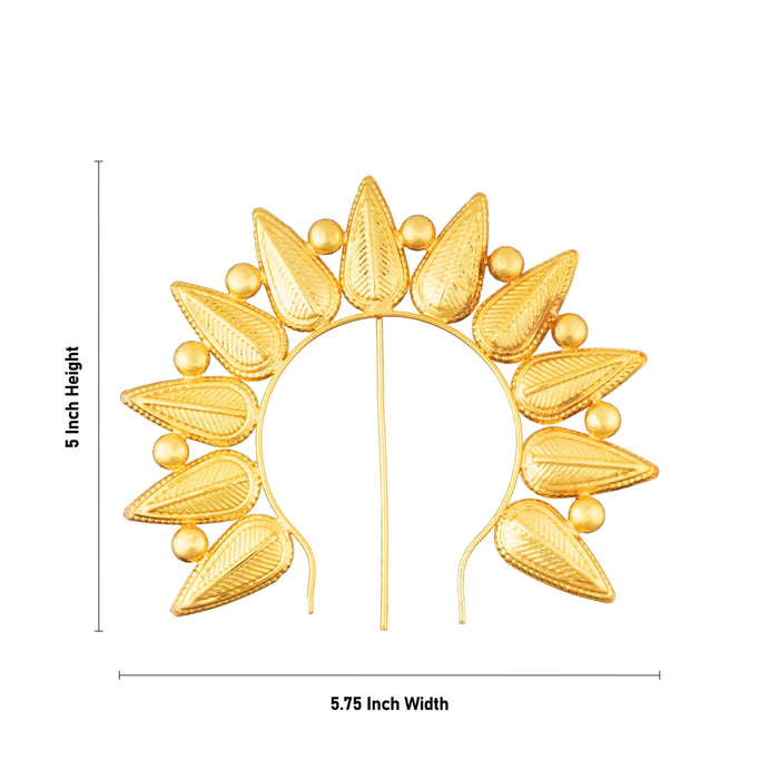 Hair Arch - 5 x 5.75 Inches | Leaf Design Varalakshmi decor/ Gold Polish Jewellery for Deity