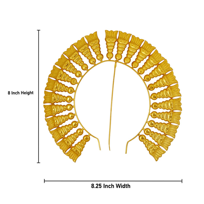 Gold Polish Hair Arch - 8 x 8.25 Inches | Hair Ornament / Artificial Jewelry / Hair Accessory For Deity