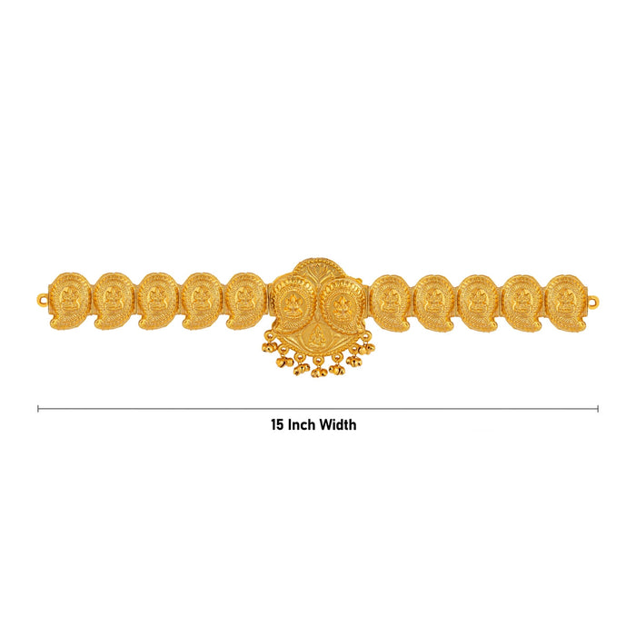 Mango Design Hip Belt- 15 Inches | Lakshmi Engraved Artificial Jewellery/Gold Polish Waist Belt For Bridal Wear