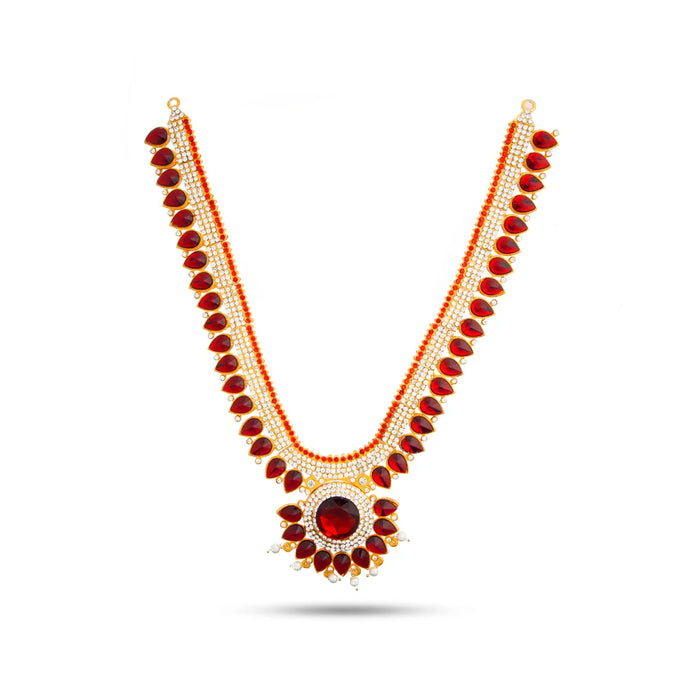 Stone Haram & Stone Necklace Set - 14 Inches | Stone Jewellery for Deity