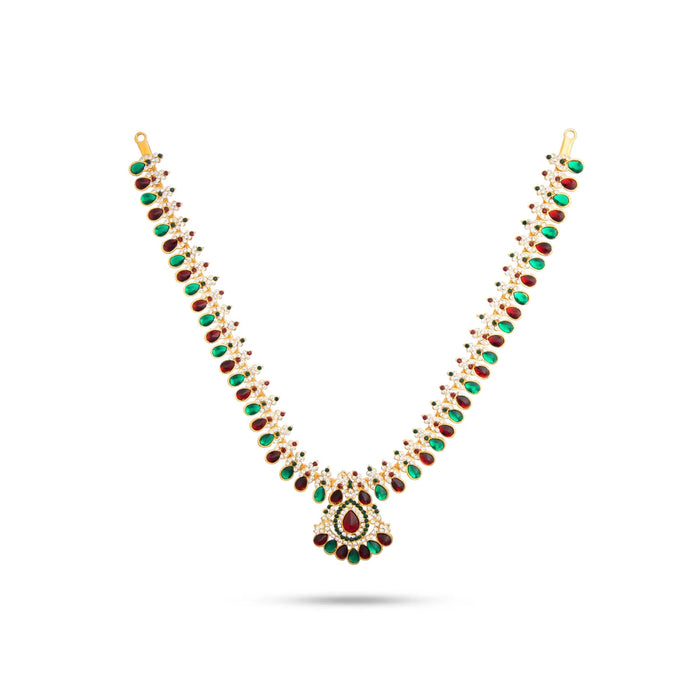 Stone Haram & Stone Necklace Set - 14 Inches | Stone Jewellery for Deity