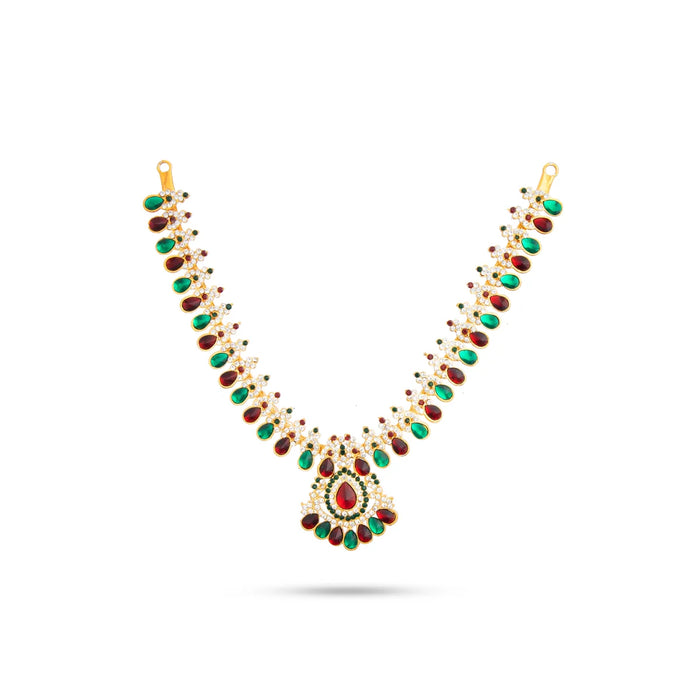 Stone Haram & Stone Necklace Set - 14 Inches | Stone Jewellery for Deity