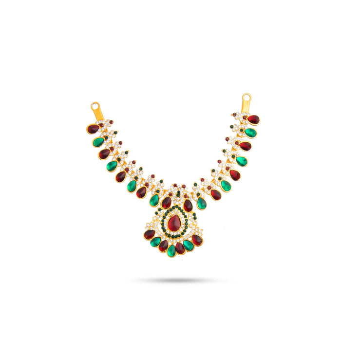 Stone Haram & Stone Necklace Set - 14 Inches | Stone Jewellery for Deity