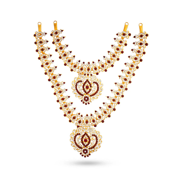 Stone Haram & Stone Necklace Set - 14 Inches | Stone Jewellery for Deity