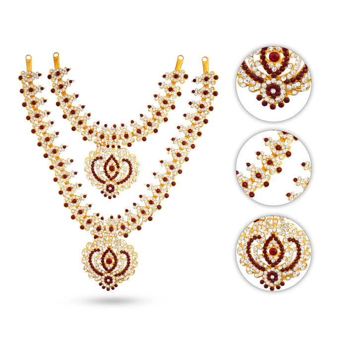 Stone Haram & Stone Necklace Set - 14 Inches | Stone Jewellery for Deity