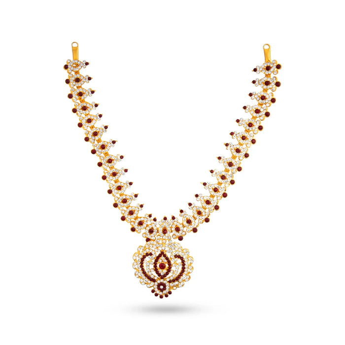 Stone Haram & Stone Necklace Set - 14 Inches | Stone Jewellery for Deity