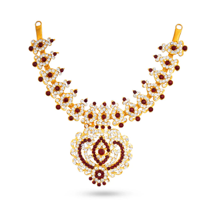 Stone Haram & Stone Necklace Set - 14 Inches | Stone Jewellery for Deity