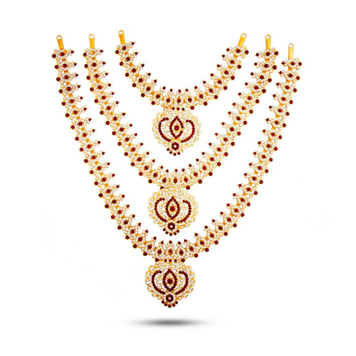 Stone Haram & Stone Necklace Set - 14 Inches | Stone Jewellery for Deity