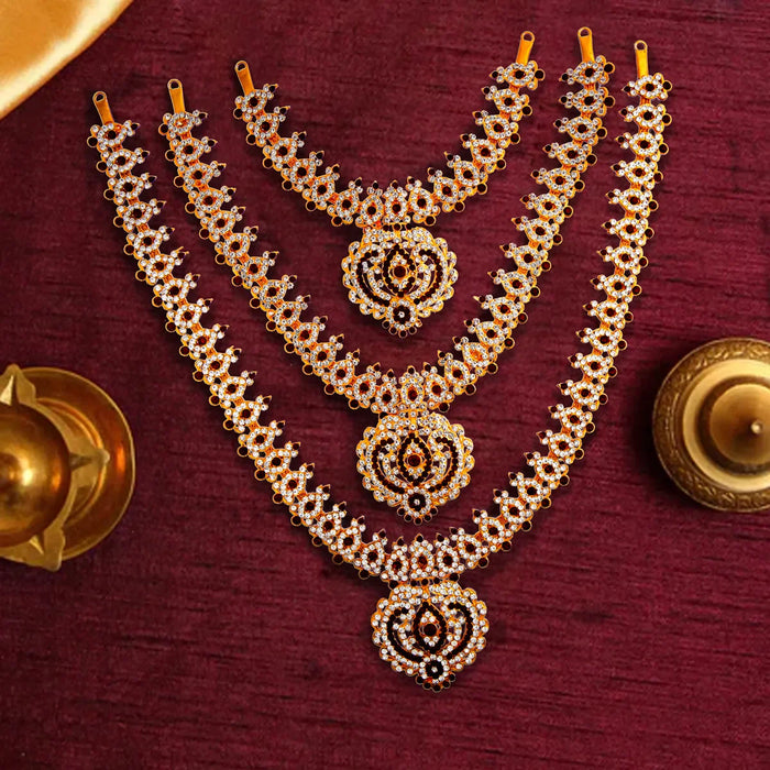 Stone Haram & Stone Necklace Set - 14 Inches | Stone Jewellery for Deity