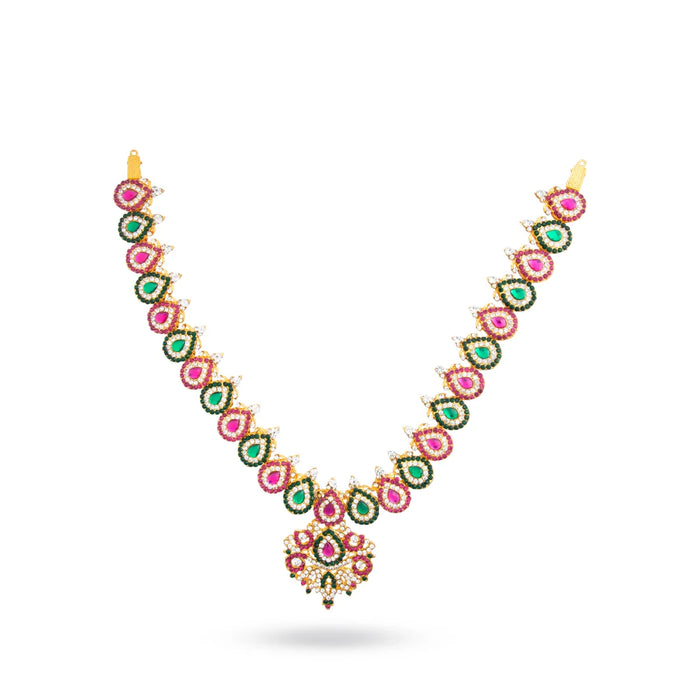 Stone Haram & Stone Necklace Set - 14 Inches | Stone Jewellery for Deity