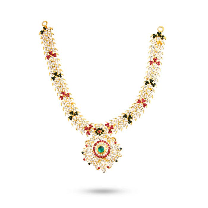 Stone Haram & Stone Necklace Set - 14 Inches | Stone Jewellery for Deity