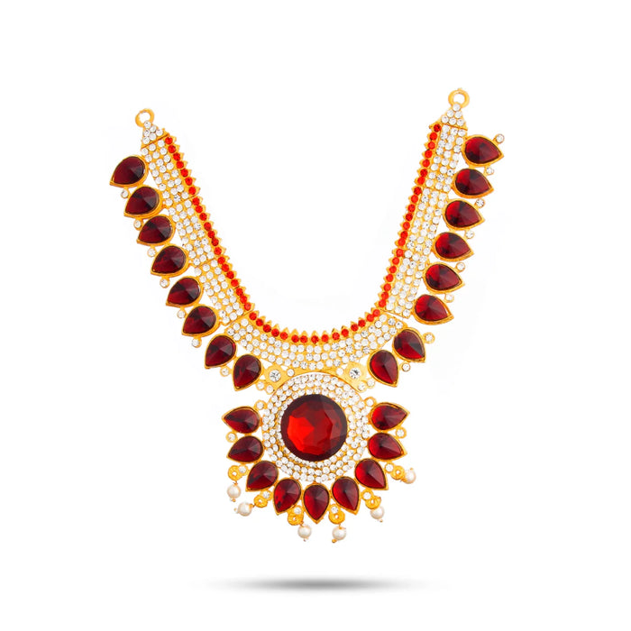 Stone Haram & Stone Necklace Set - 14 Inches | Stone Jewellery for Deity