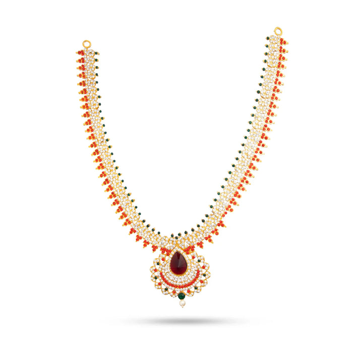 Stone Haram & Stone Necklace Set - 14 Inches | Stone Jewellery for Deity