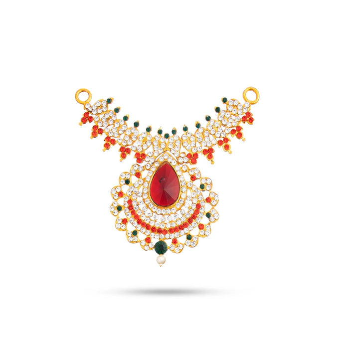 Stone Haram & Stone Necklace Set - 14 Inches | Stone Jewellery for Deity