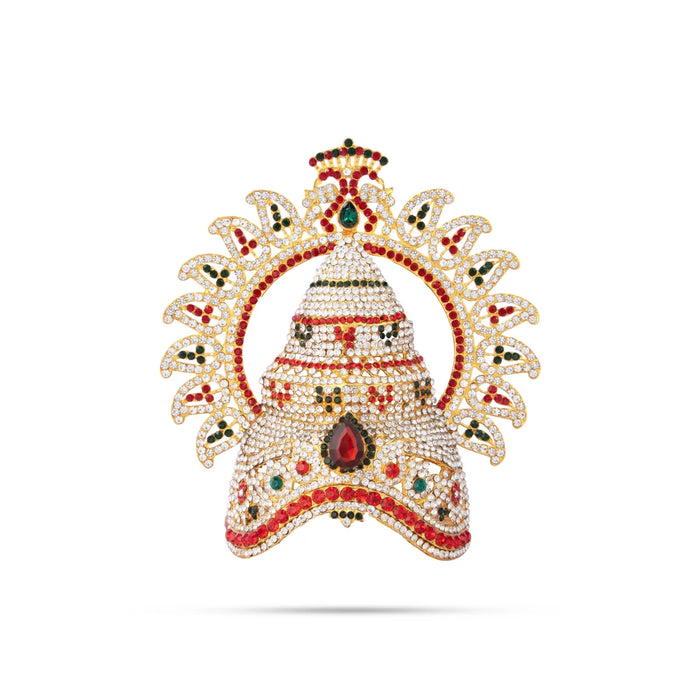 Stone Kireedam - 6.5 x 6 Inches | Half Mukut with Arch/ Crown/ Stone Jewellery for Deity