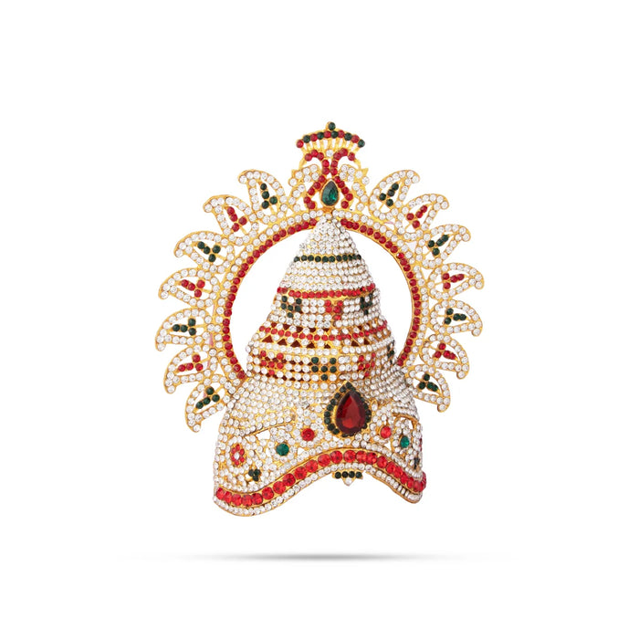 Stone Kireedam - 6.5 x 6 Inches | Half Mukut with Arch/ Crown/ Stone Jewellery for Deity