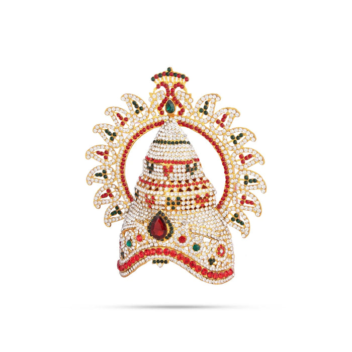 Stone Kireedam - 6.5 x 6 Inches | Half Mukut with Arch/ Crown/ Stone Jewellery for Deity