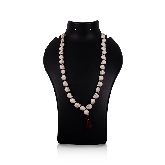 White Skeleton Mala With Thread Knot - 15.5 Inches | Mund Mala/ Mund Ki Mala For Tantric Rituals & Kali Decor