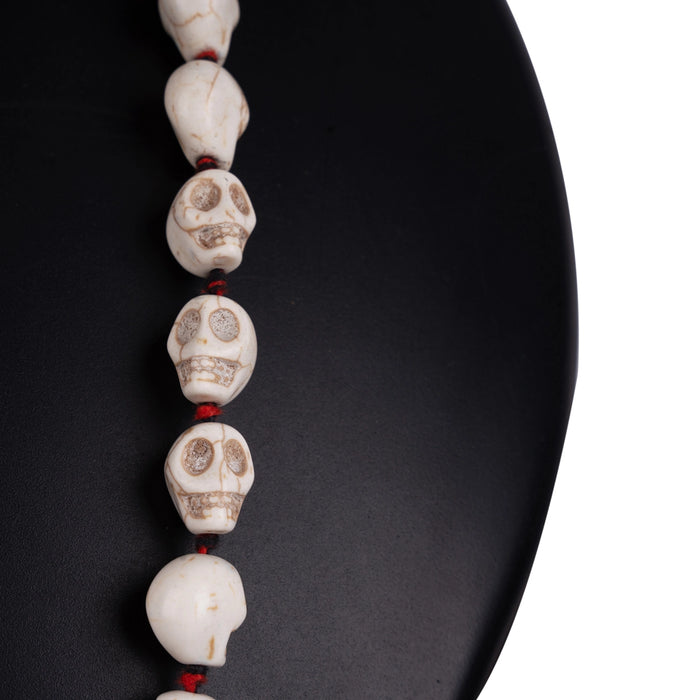 White Skeleton Mala With Thread Knot - 15.5 Inches | Mund Mala/ Mund Ki Mala For Tantric Rituals & Kali Decor