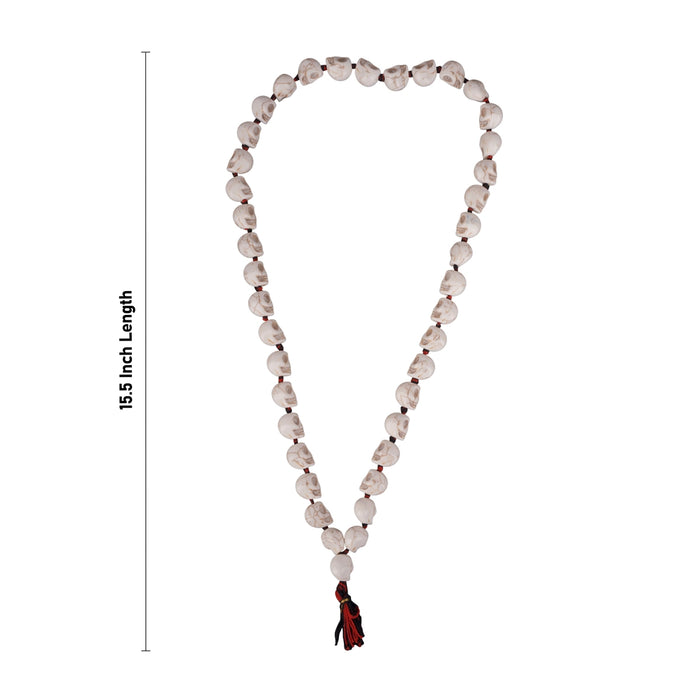 White Skeleton Mala With Thread Knot - 15.5 Inches | Mund Mala/ Mund Ki Mala For Tantric Rituals & Kali Decor
