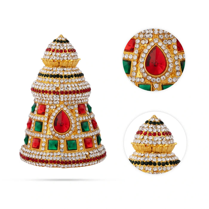 Stone Kireedam - 3.5 Inches | Half Mukut/ Crown/ Stone Jewellery for Deity