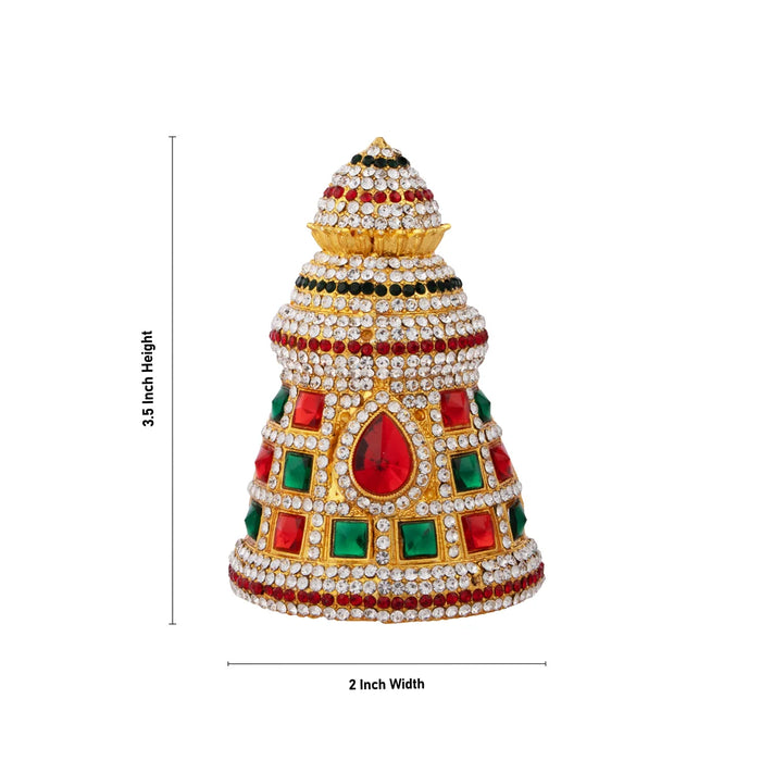 Stone Kireedam - 3.5 Inches | Half Mukut/ Crown/ Stone Jewellery for Deity