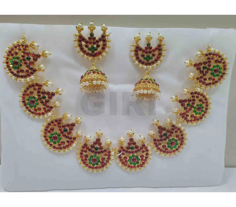 Kemp Necklace & Earring Set | Stone Bharatanatyam Jewellery/ Kemp Jewellery for Dance