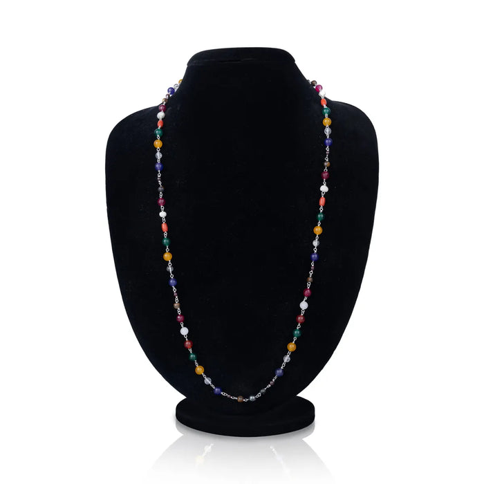 Navaratna Mala With Metal Knot - 15 Inches | Navratna Jewelry/ Navratan Mala For Auspicious Wear