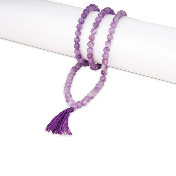 Amethist Mala - 18.5 Inches | 8mm/ 108 Beads Amethyst Mala/ Crystal Mala for Meditation
