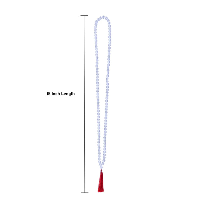 Sphatik Mala - 15 Inches | Diamond Cutting Crystal Mala/ 108 Beads Spatik Mala for Men & Women