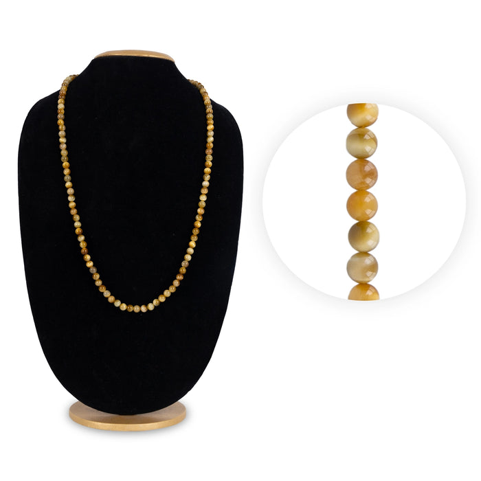 Yellow Cats Eye Mala - 18 X 2.5 Inches | 108 Beads Cats Eye Gemstone Mala/ 7mm/ Crystal Mala For Protection