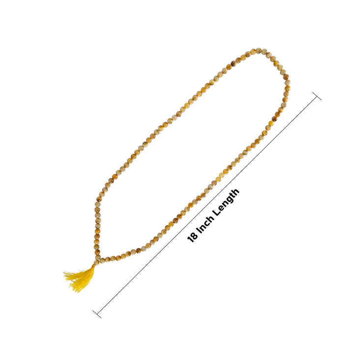 Yellow Cats Eye Mala - 18 X 2.5 Inches | 108 Beads Cats Eye Gemstone Mala/ 7mm/ Crystal Mala For Protection