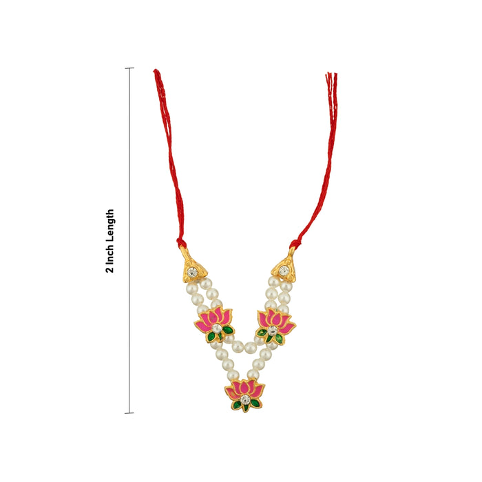 Moti Mala - 2 Inches | Artificial Jewellery/ Lotus & Beads Design Mala for Deity Alangaram