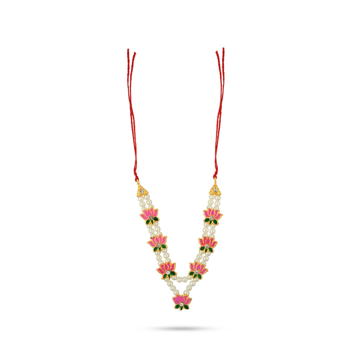 Moti Beads Mala - 3.5 Inches | Lotus Design Mala / Artificial Jewellery for Deity Decor