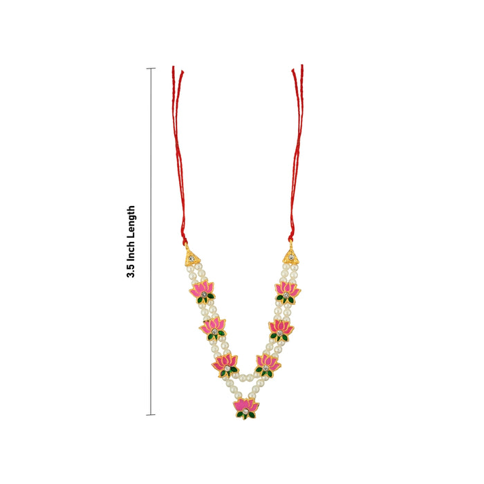 Moti Beads Mala - 3.5 Inches | Lotus Design Mala / Artificial Jewellery for Deity Decor