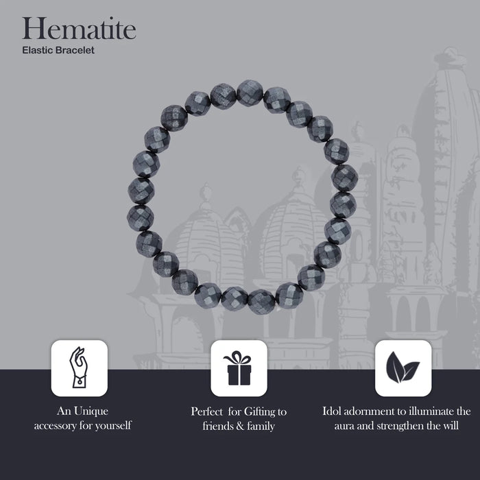 Hematite Bracelet - 2.5 Inches | Elastic Gemstone Bracelet/ Crystal Jewellery for Men & Women