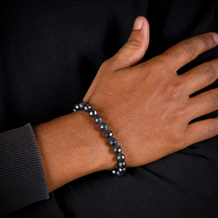 Hematite Bracelet - 2.5 Inches | Elastic Gemstone Bracelet/ Crystal Jewellery for Men & Women