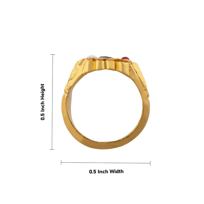 Navaratna Stone Finger Ring - 0.5 Inch Dia | Stone Jewelry/ Navratna Gemstone Ring for Wealth & Prosperity