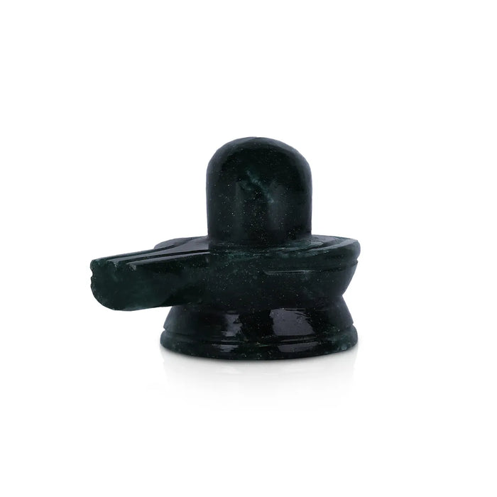 Green Jade ShivLing Murti - 1.25 x 1.5 Inches | Margaj Stone Idol/ Shiva Lingam Statue For Pooja & Worship