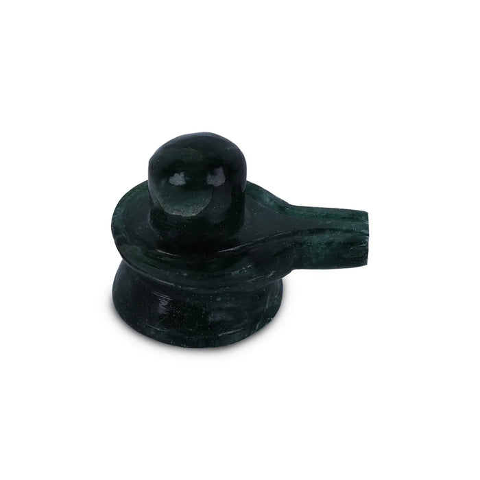 Green Jade ShivLing Murti - 1.25 x 1.5 Inches | Margaj Stone Idol/ Shiva Lingam Statue For Pooja & Worship
