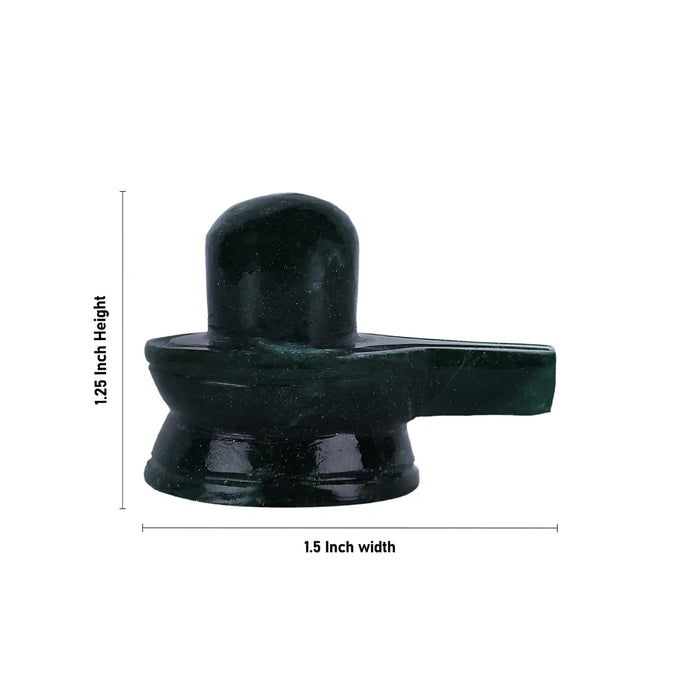 Green Jade ShivLing Murti - 1.25 x 1.5 Inches | Margaj Stone Idol/ Shiva Lingam Statue For Pooja & Worship