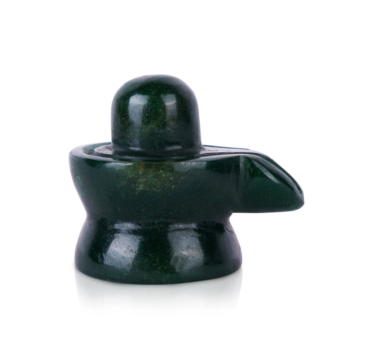 Shivling Murti - 1.5 x 2 Inches | Margaj Shiv Ling Idol / Green Jade Shiva Lingam Statue for Worship
