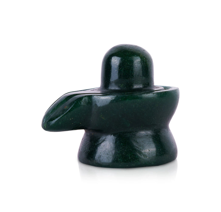 Shivling Murti - 1.5 x 2 Inches | Margaj Shiv Ling Idol / Green Jade Shiva Lingam Statue for Worship