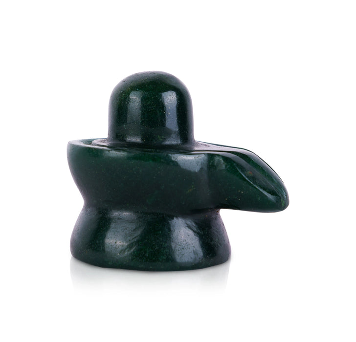 Shivling Murti - 1.5 x 2 Inches | Margaj Shiv Ling Idol / Green Jade Shiva Lingam Statue for Worship