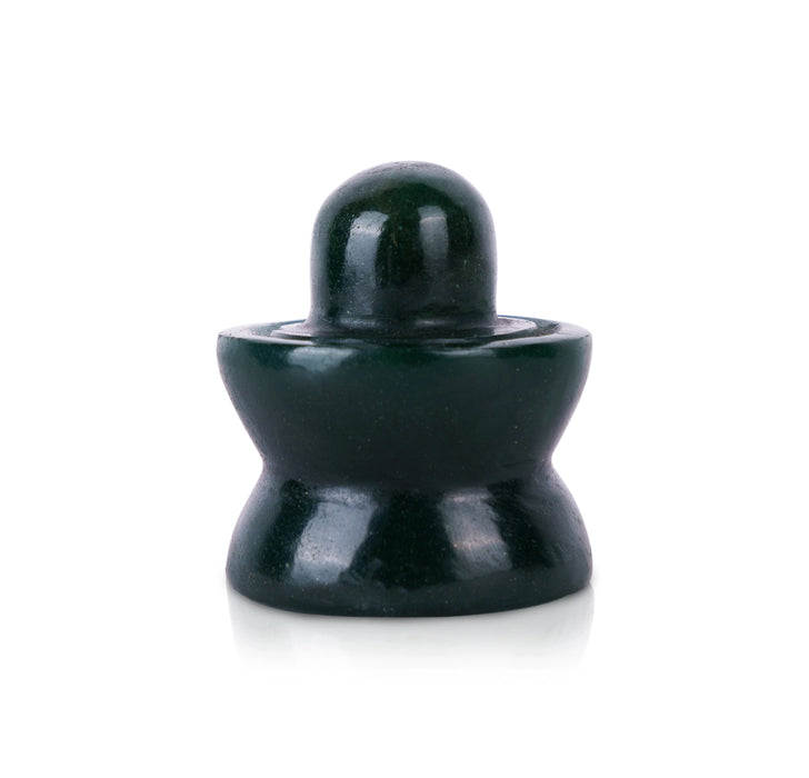 Shivling Murti - 1.5 x 2 Inches | Margaj Shiv Ling Idol / Green Jade Shiva Lingam Statue for Worship